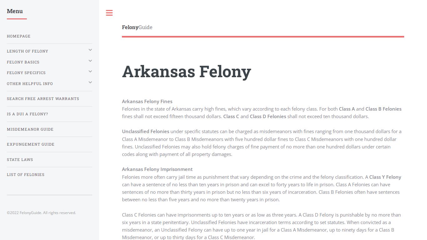 Arkansas Felony - FelonyGuide